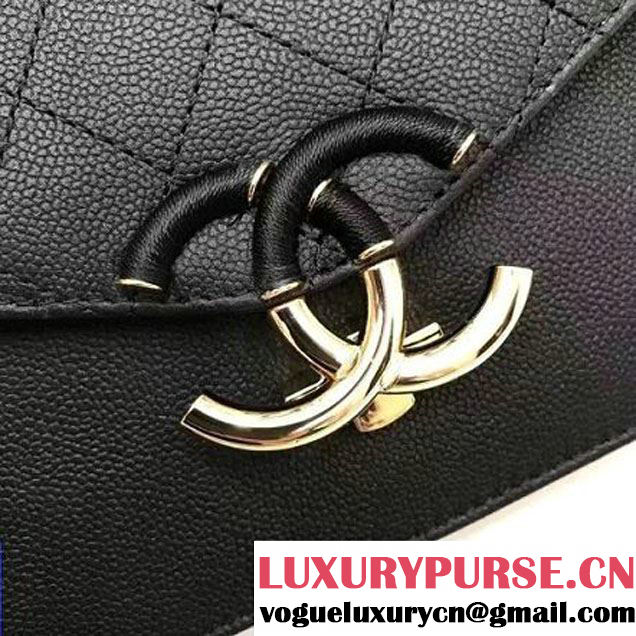 Chanel Caviar Calfskin Medium Flap Bag with Top Handle Black Cruise 2017 (1A145-7030912 )