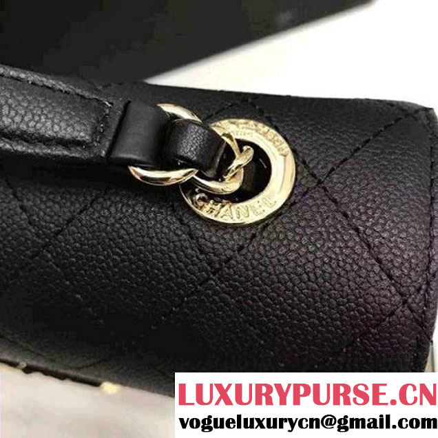 Chanel Caviar Calfskin Medium Flap Bag with Top Handle Black Cruise 2017 (1A145-7030912 )