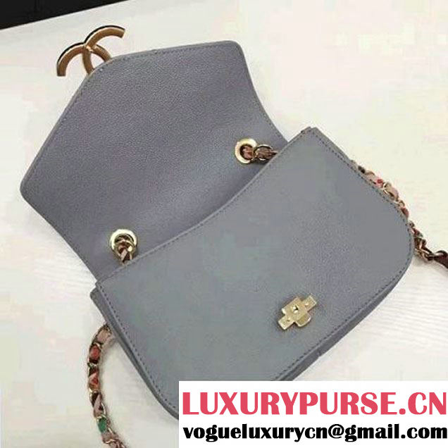 Chanel Caviar Calfskin Flap Bag with Top Handle Light Blue Cruise 2017 (1A145-7030913 )