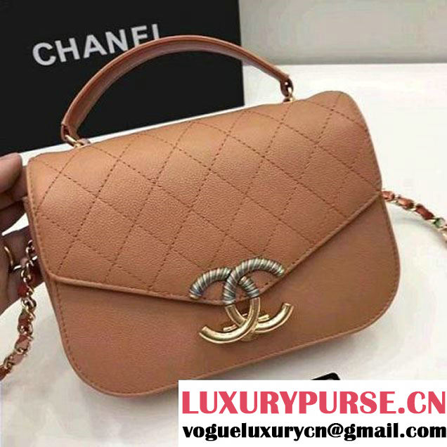 Chanel Caviar Calfskin Flap Bag with Top Handle Cruise Cinnamon 2017 (1A145-7030914 )