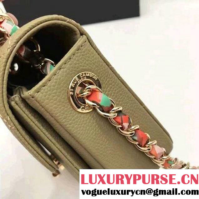 Chanel Caviar Calfskin Flap Bag with Top Handle Cruise Olive Green 2017 (1A145-7030915 )