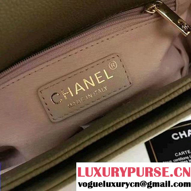 Chanel Caviar Calfskin Flap Bag with Top Handle Cruise Olive Green 2017 (1A145-7030915 )