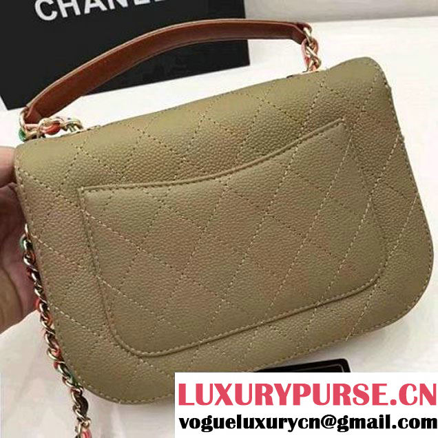 Chanel Caviar Calfskin Flap Bag with Top Handle Cruise Olive Green 2017 (1A145-7030915 )