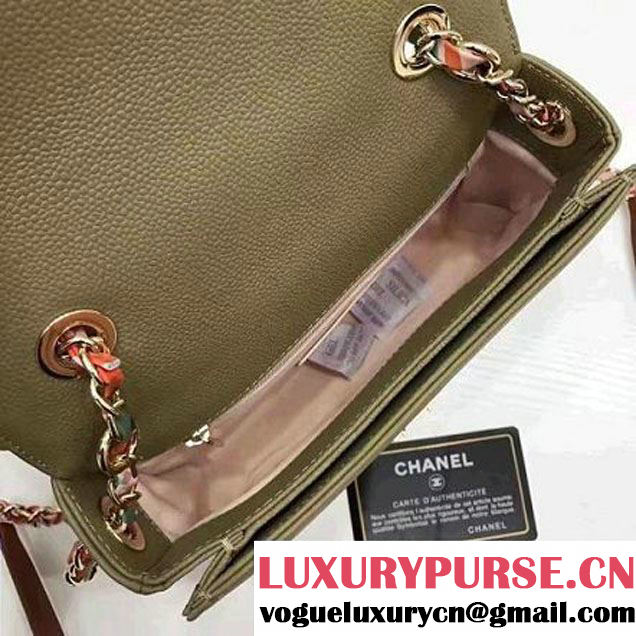 Chanel Caviar Calfskin Flap Bag with Top Handle Cruise Olive Green 2017 (1A145-7030915 )