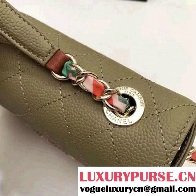 Chanel Caviar Calfskin Flap Bag with Top Handle Cruise Olive Green 2017 (1A145-7030915 )