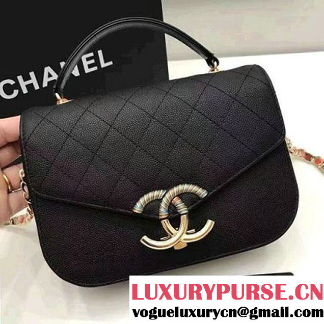 Chanel Caviar Calfskin Flap Bag with Top Handle Multicolor Black Cruise 2017 (1A145-7030916 )