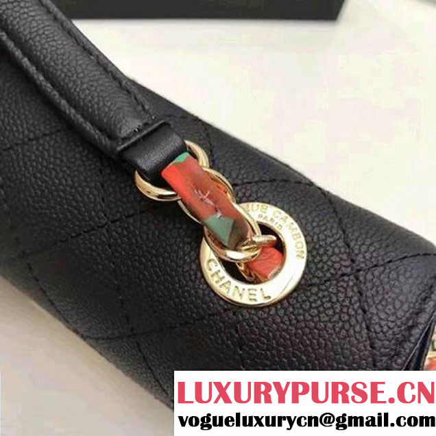 Chanel Caviar Calfskin Flap Bag with Top Handle Multicolor Black Cruise 2017 (1A145-7030916 )