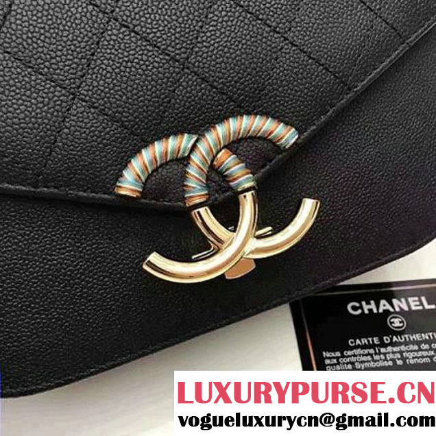 Chanel Caviar Calfskin Flap Bag with Top Handle Multicolor Black Cruise 2017 (1A145-7030916 )