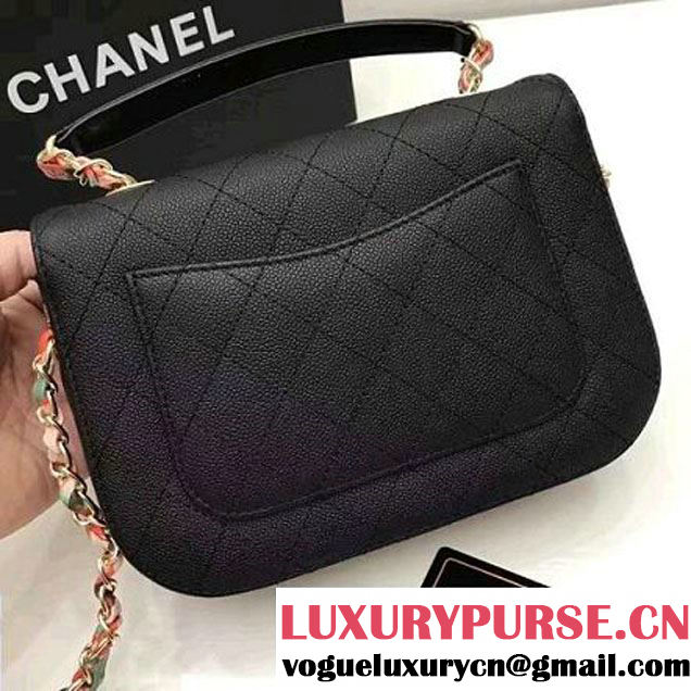 Chanel Caviar Calfskin Flap Bag with Top Handle Multicolor Black Cruise 2017 (1A145-7030916 )