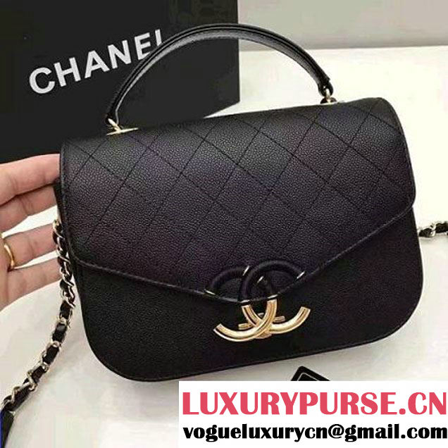 Chanel Caviar Calfskin Flap Bag with Top Handle Black Cruise 2017 (1A145-7030917 )