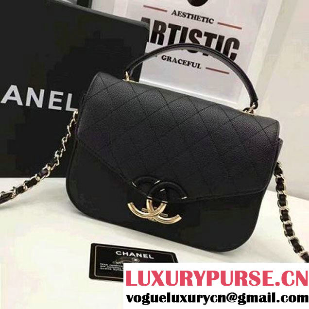 Chanel Caviar Calfskin Flap Bag with Top Handle Black Cruise 2017 (1A145-7030917 )