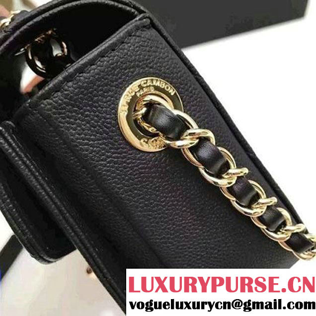 Chanel Caviar Calfskin Flap Bag with Top Handle Black Cruise 2017 (1A145-7030917 )