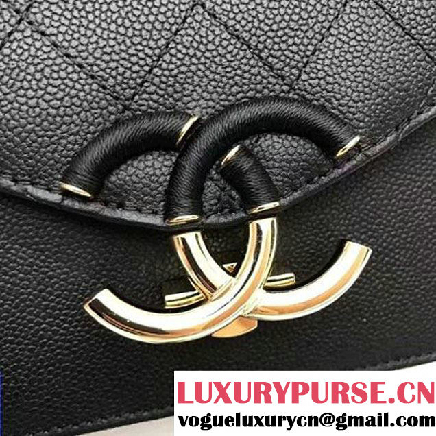 Chanel Caviar Calfskin Flap Bag with Top Handle Black Cruise 2017 (1A145-7030917 )