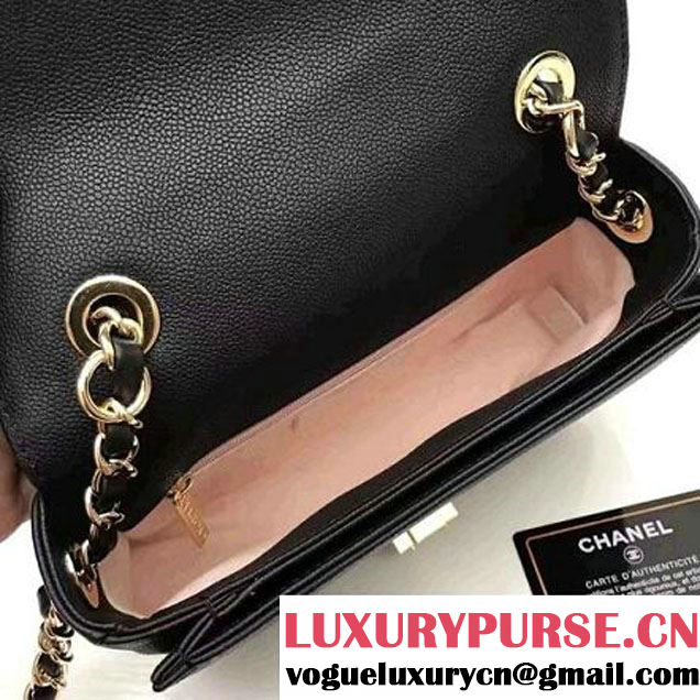 Chanel Caviar Calfskin Flap Bag with Top Handle Black Cruise 2017 (1A145-7030917 )