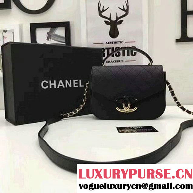 Chanel Caviar Calfskin Flap Bag with Top Handle Black Cruise 2017 (1A145-7030917 )
