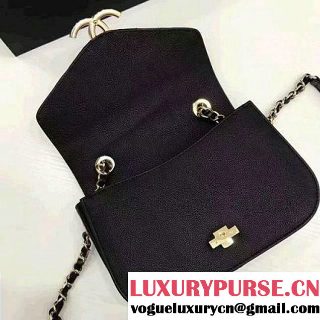 Chanel Caviar Calfskin Flap Bag with Top Handle Black Cruise 2017 (1A145-7030917 )