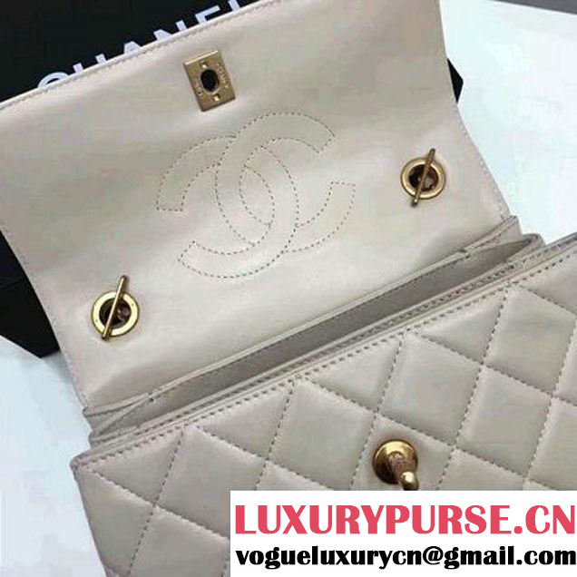 Chanel Small Trendy CC Flap Bag With Top Handle Off-White 2017(Gold Hardware) (1A145-7030918 )
