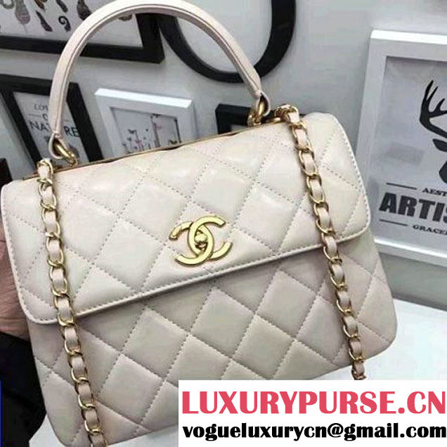 Chanel Small Trendy CC Flap Bag With Top Handle Off-White 2017(Gold Hardware) (1A145-7030918 )
