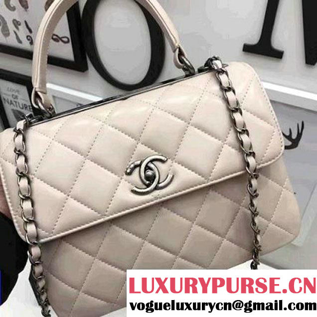 Chanel Small Trendy CC Flap Bag With Top Handle Off-White 2017(Silver Hardware) (1A145-7030919 )