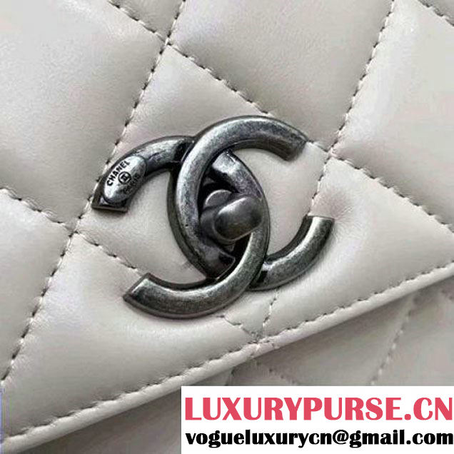 Chanel Small Trendy CC Flap Bag With Top Handle Off-White 2017(Silver Hardware) (1A145-7030919 )