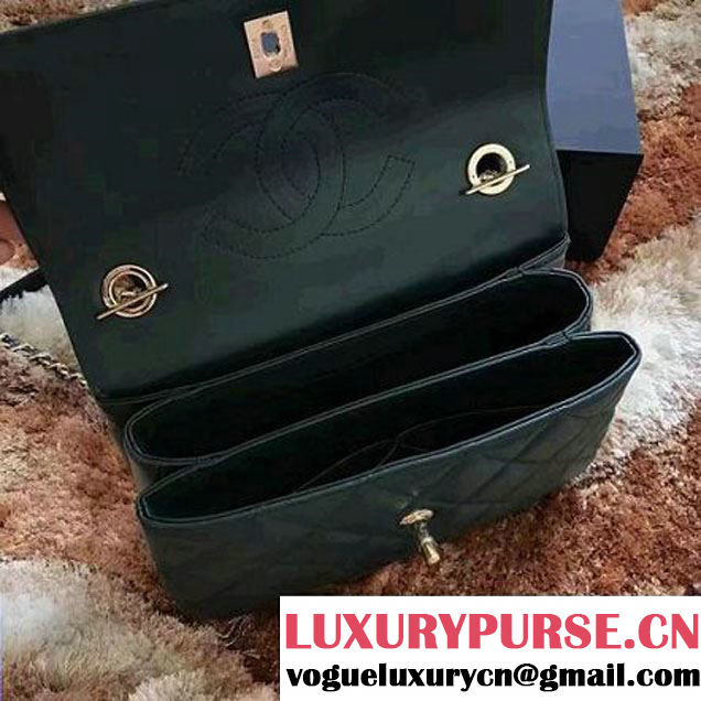 Chanel Small Trendy CC Flap Bag With Top Handle Green 2017(Gold Hardware) (1A145-7030920 )