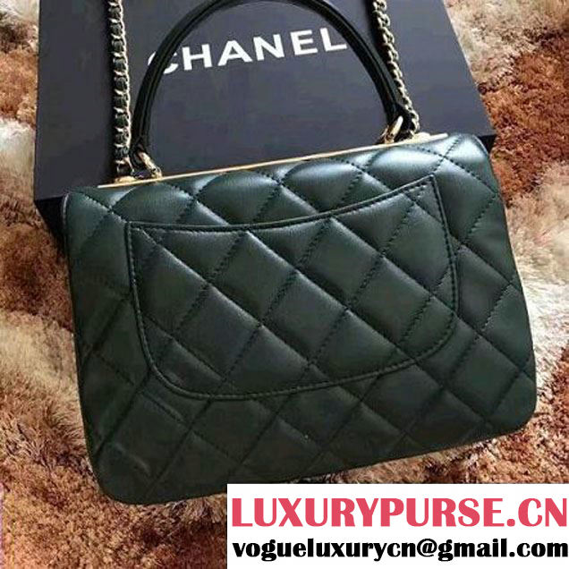 Chanel Small Trendy CC Flap Bag With Top Handle Green 2017(Gold Hardware) (1A145-7030920 )