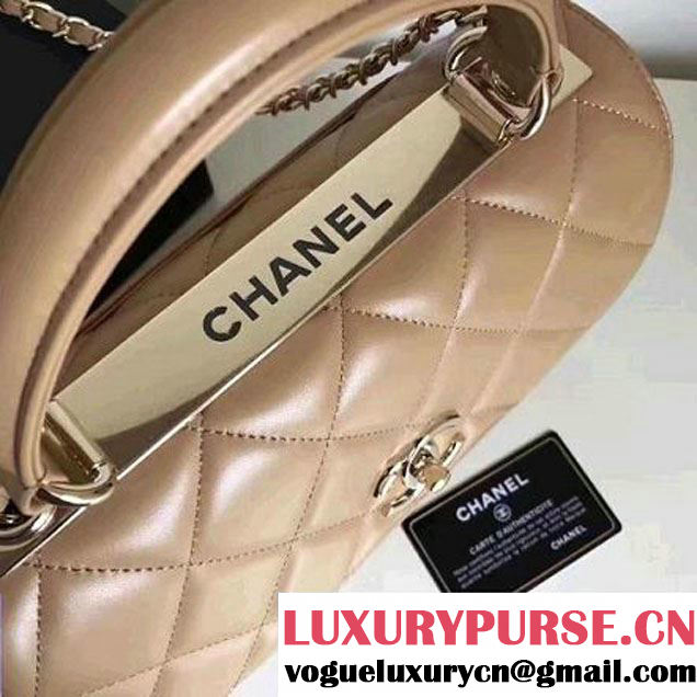 Chanel Small Trendy CC Flap Bag With Top Handle Beige 2017(Gold Hardware) (1A145-7030921 )