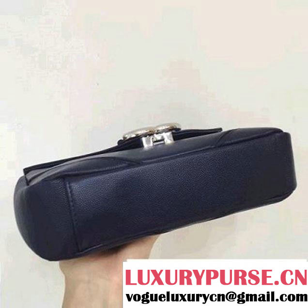 Chanel Chevron Grained Calfskin Medium Flap Bag A93775 Deep Blue 2017 (2A143-7030922 )