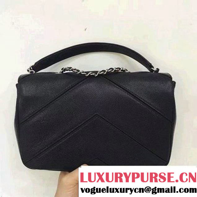 Chanel Chevron Grained Calfskin Medium Flap Bag A93775 Black 2017 (2A143-7030923 )