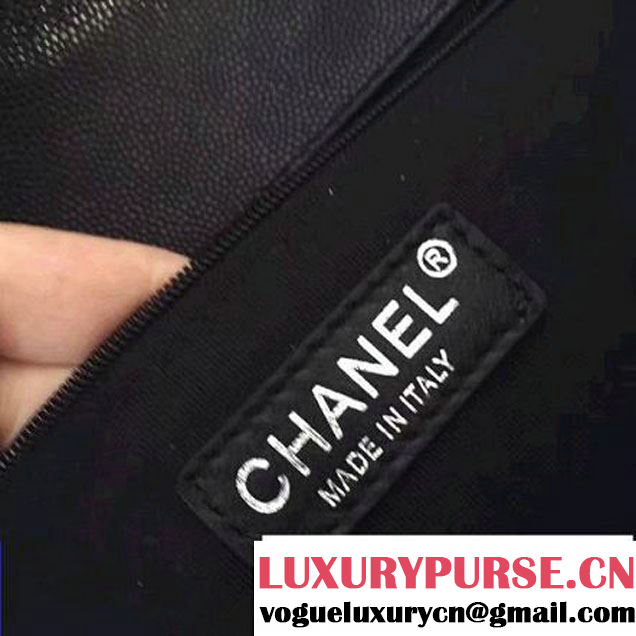 Chanel Chevron Grained Calfskin Medium Flap Bag A93775 Black 2017 (2A143-7030923 )