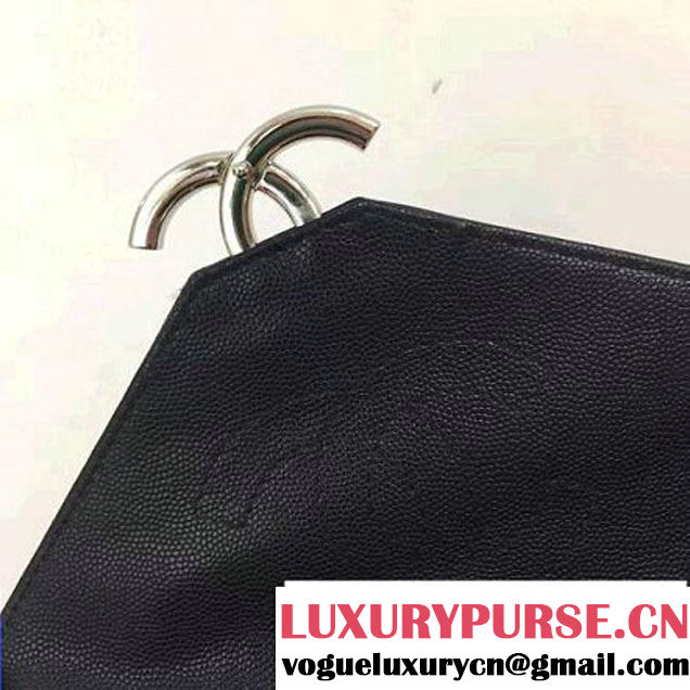 Chanel Chevron Grained Calfskin Medium Flap Bag A93775 Black 2017 (2A143-7030923 )