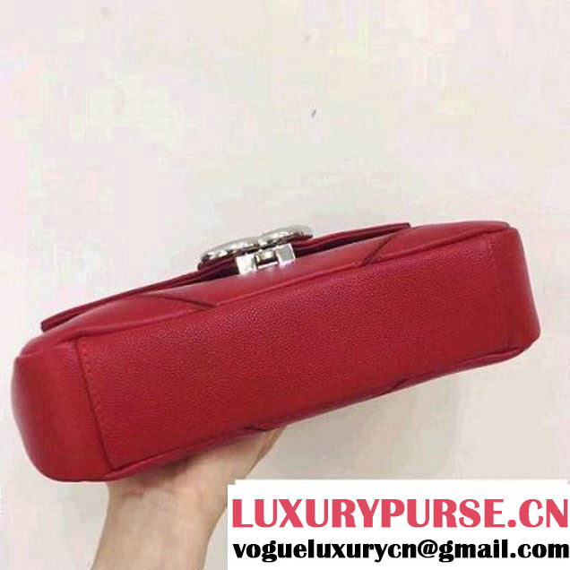 Chanel Chevron Grained Calfskin Medium Flap Bag A93775 Red 2017 (2A143-7030924 )