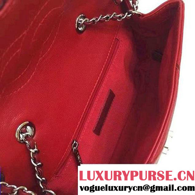 Chanel Chevron Grained Calfskin Medium Flap Bag A93775 Red 2017 (2A143-7030924 )