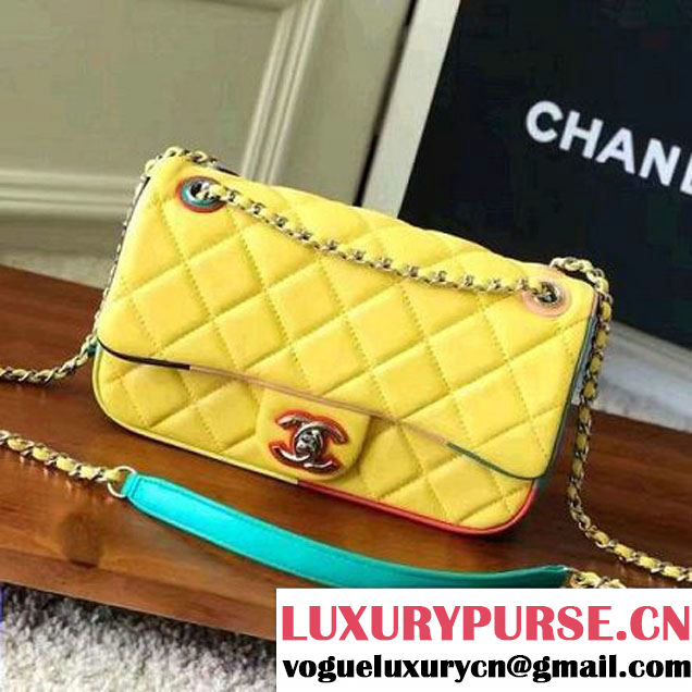 Chanel Yellow Multicolor Lambskin/Resin Small Flap Bag A93691 Cruise 2017 (KN-7031406 )