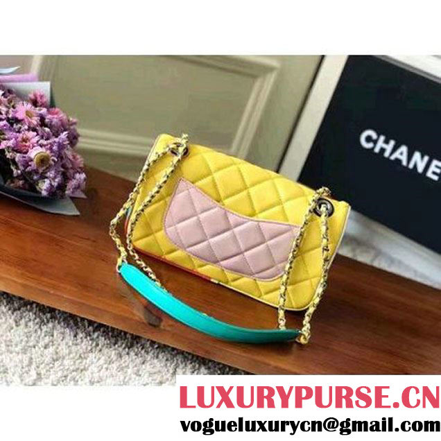 Chanel Yellow Multicolor Lambskin/Resin Small Flap Bag A93691 Cruise 2017 (KN-7031406 )