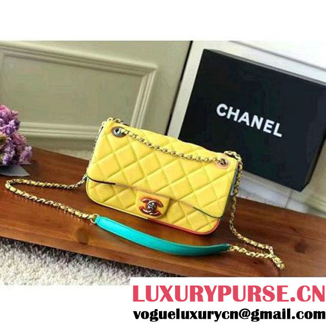 Chanel Yellow Multicolor Lambskin/Resin Small Flap Bag A93691 Cruise 2017 (KN-7031406 )