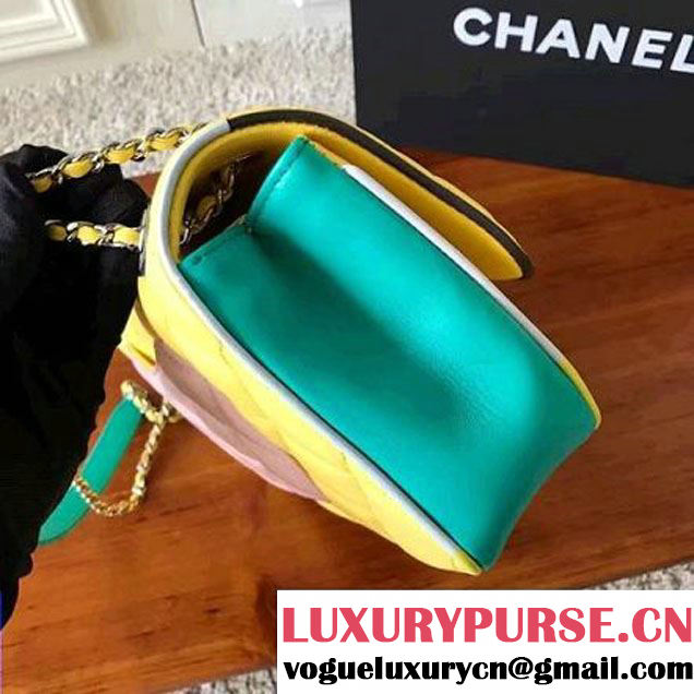 Chanel Yellow Multicolor Lambskin/Resin Medium Flap Bag A93692 Cruise 2017 (KN-7031407 )