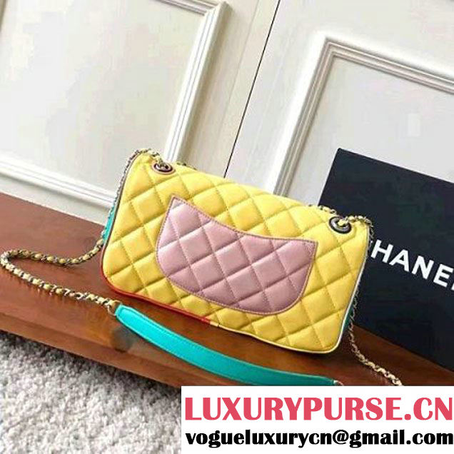 Chanel Yellow Multicolor Lambskin/Resin Medium Flap Bag A93692 Cruise 2017 (KN-7031407 )