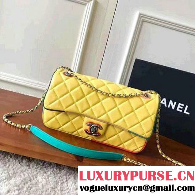 Chanel Yellow Multicolor Lambskin/Resin Medium Flap Bag A93692 Cruise 2017 (KN-7031407 )