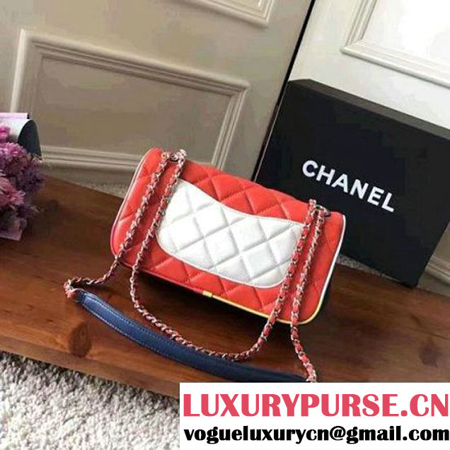 Chanel Red Multicolor Lambskin/Resin Small Flap Bag A93691 Cruise 2017 (KN-7031408 )