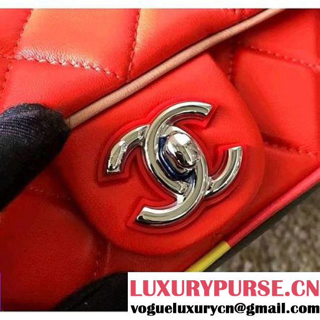 Chanel Red Multicolor Lambskin/Resin Small Flap Bag A93691 Cruise 2017 (KN-7031408 )