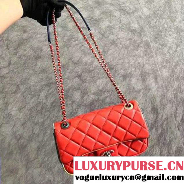 Chanel Red Multicolor Lambskin/Resin Small Flap Bag A93691 Cruise 2017 (KN-7031408 )