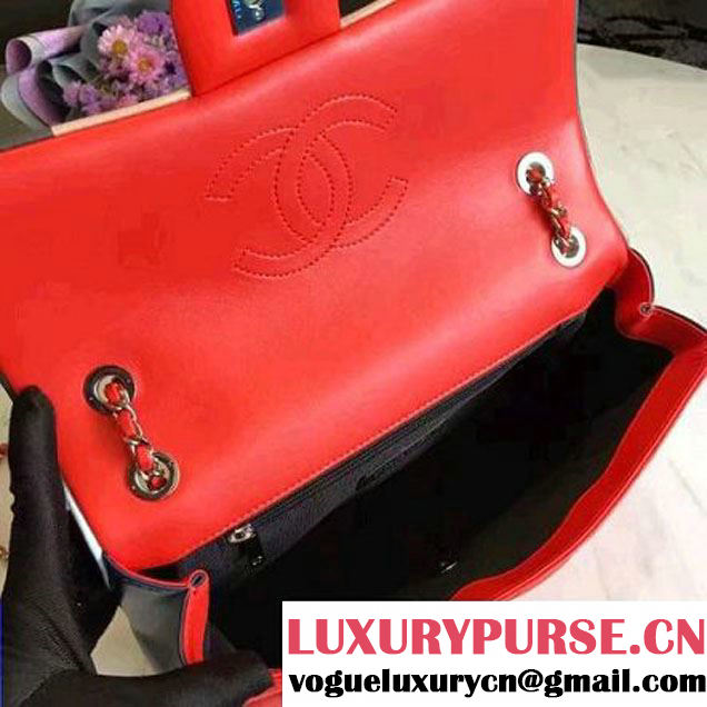 Chanel Red Multicolor Lambskin/Resin Medium Flap Bag A93692 Cruise 2017 (KN-7031409 )