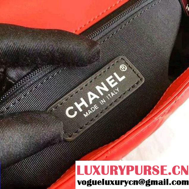 Chanel Red Multicolor Lambskin/Resin Medium Flap Bag A93692 Cruise 2017 (KN-7031409 )
