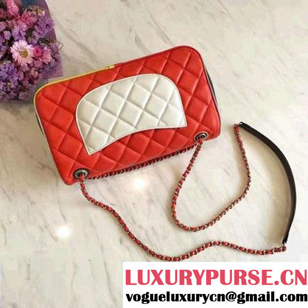 Chanel Red Multicolor Lambskin/Resin Medium Flap Bag A93692 Cruise 2017 (KN-7031409 )