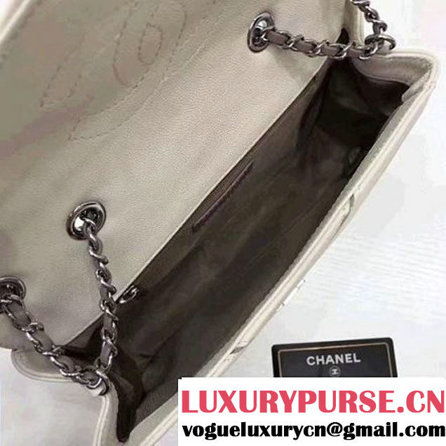 Chanel Grained Calfskin Chevron Small Flap Bag A93774 White 2017 (1A145-7032125 )
