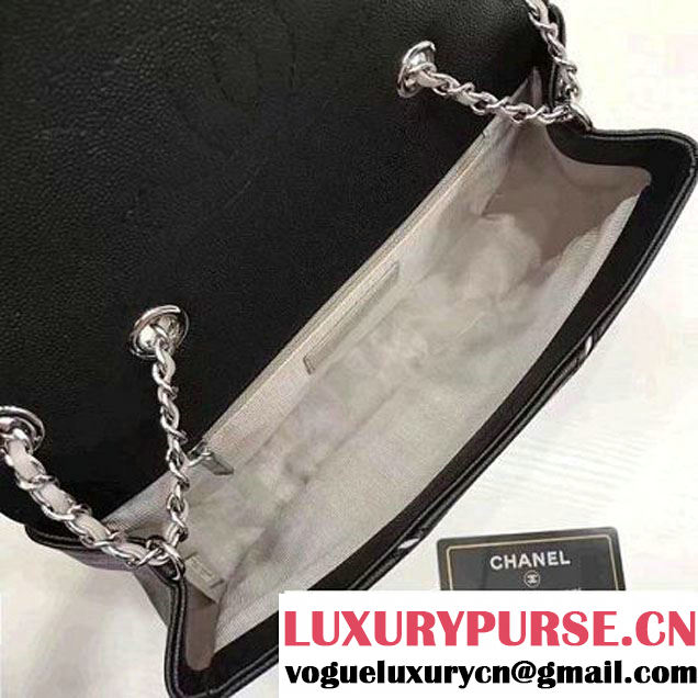 Chanel Grained Calfskin Chevron Small Flap Bag A93774 Black 2017 (1A145-7032127 )