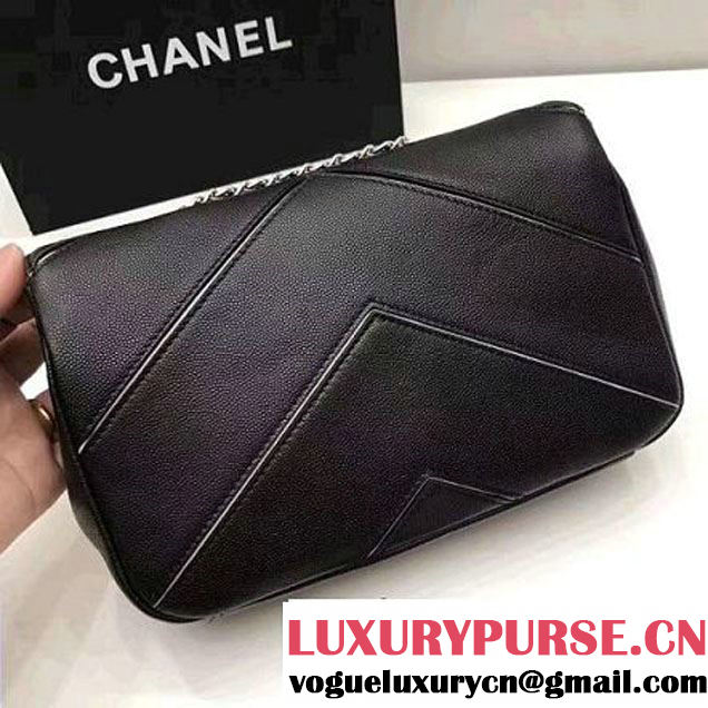 Chanel Grained Calfskin Chevron Small Flap Bag A93774 Black 2017 (1A145-7032127 )