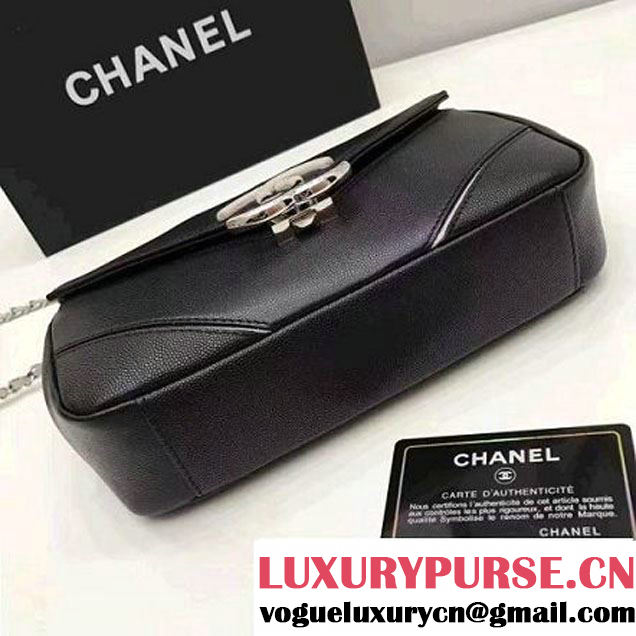 Chanel Grained Calfskin Chevron Small Flap Bag A93774 Black 2017 (1A145-7032127 )