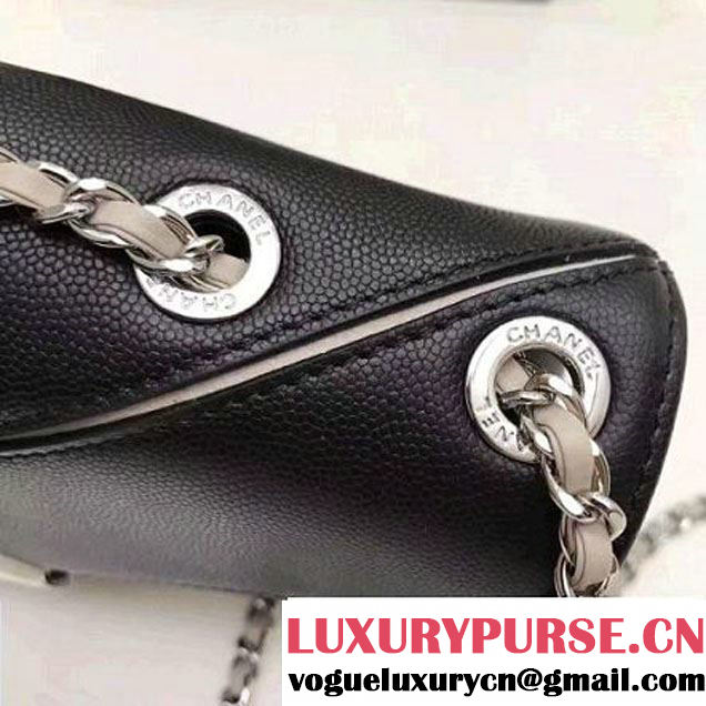 Chanel Grained Calfskin Chevron Small Flap Bag A93774 Black 2017 (1A145-7032127 )